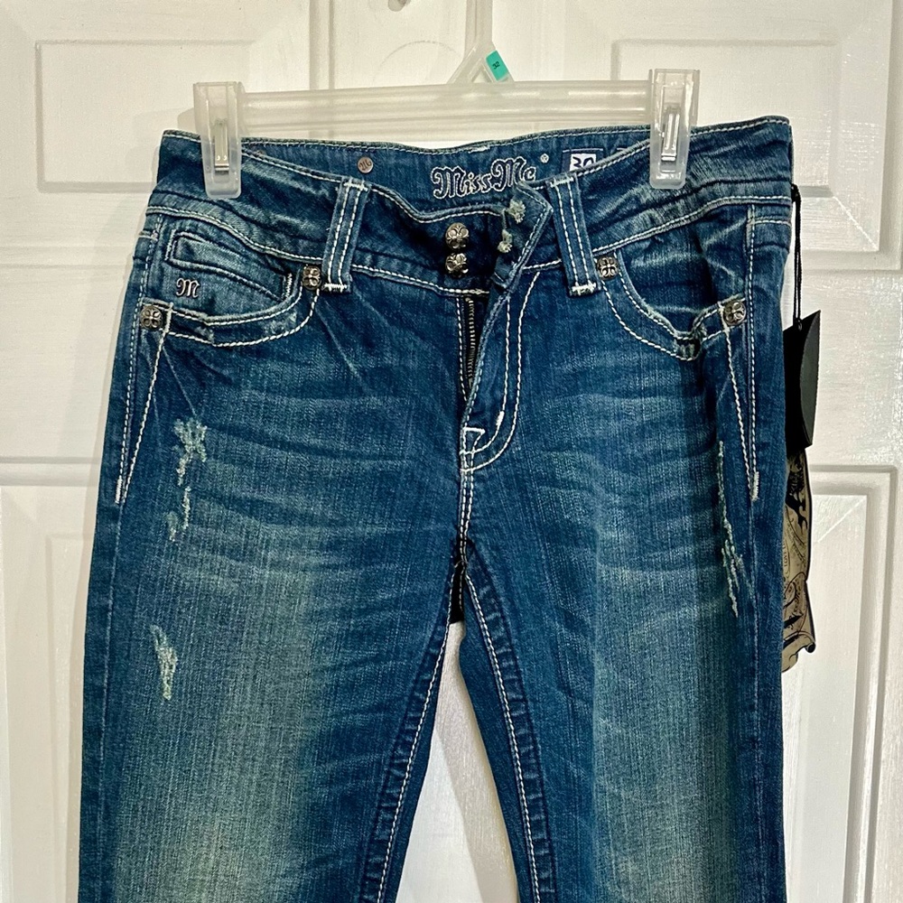 Miss Me Jeans Boot Cut Distressed Bling Flip 30x33